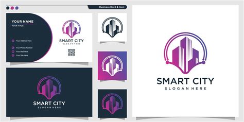 Smart city logo with modern concept and business card design template ...