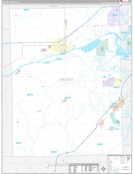 Grundy County Wall Map Premium Style