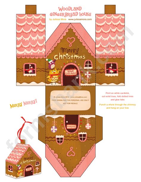 Woodland Gingerbread House Template printable pdf download