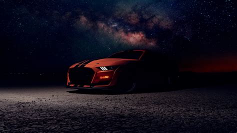 Ford Mustang Shelby GT500 Wallpaper 4K, Starry sky, Night, 5K