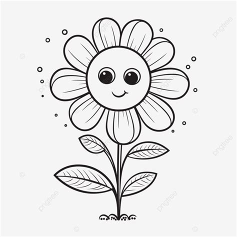 Dibujo De Dibujos Animados Flores Para Colorear Con Ojos Esbozar Vector PNG ,dibujos Dibujo De ...