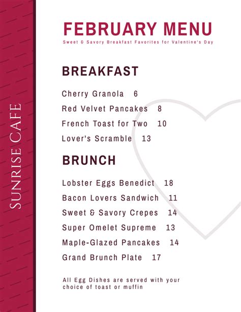 Valentine's Day Brunch Menu Template | MyCreativeShop