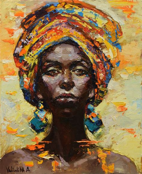 African woman portrait painting, Original oil painting (2016) Oil painting by Anastasiya ...