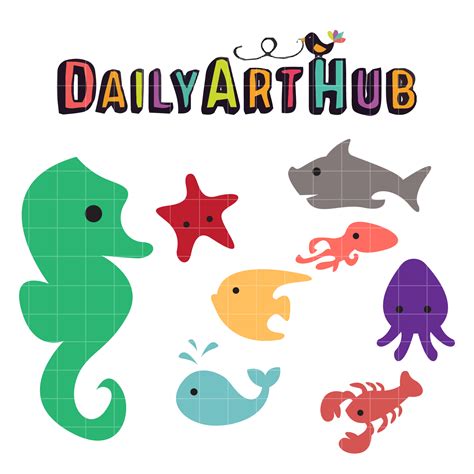 Simple Sea Creatures Clip Art Set – Daily Art Hub – Free Clip Art Everyday