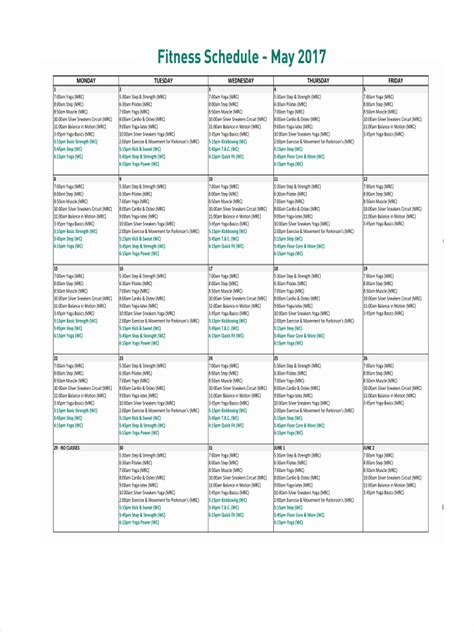 Fitness Schedule - 10+ Examples, Format, How to Create, Pdf