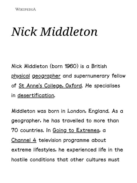 Nick Middleton - Wikipedia | PDF | Earth Sciences | Physical Geography