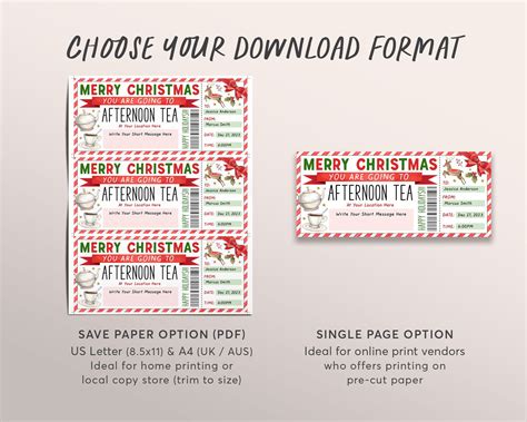 Afternoon Tea Gift Voucher Ticket Editable Template, English Afternoon – Puff Paper Co