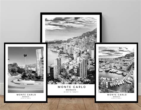 Monaco Travel Print Monaco Wall Art Black and White Monaco | Etsy