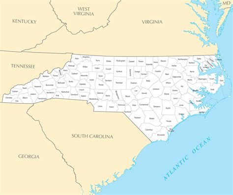 North Carolina County Map - MapSof.net