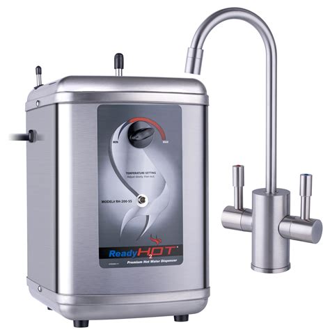 Ready Hot 41-RH-200-F560-BN Kitchen Hot Water Dispenser with Brushed Nickel Dual Handle Faucet ...
