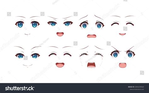 Anime Manga Expressions Eyes Set Girl Stock Vector (Royalty Free ...