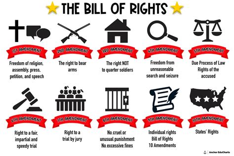 The Bill of Rights, 10 Amendments, U.S. Constitution, Freedoms, Social Studies, Anchor Charts ...