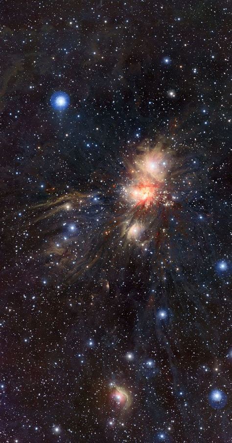 This dramatic infrared image shows the nearby star formation region Monoceros R2, located some ...