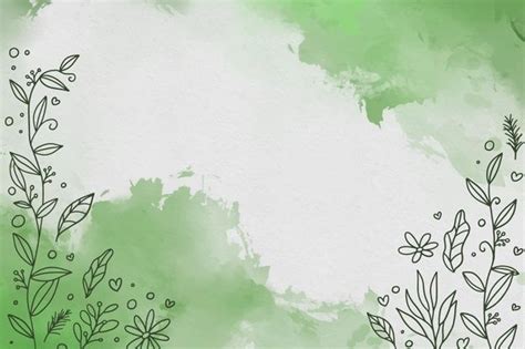 Free Vector | Watercolor green background with flowers | Watercolor ...