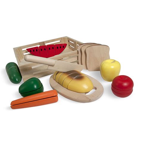 Melissa & Doug Cutting Food Wooden Play Food (Pretend Play, Self-Stick ...