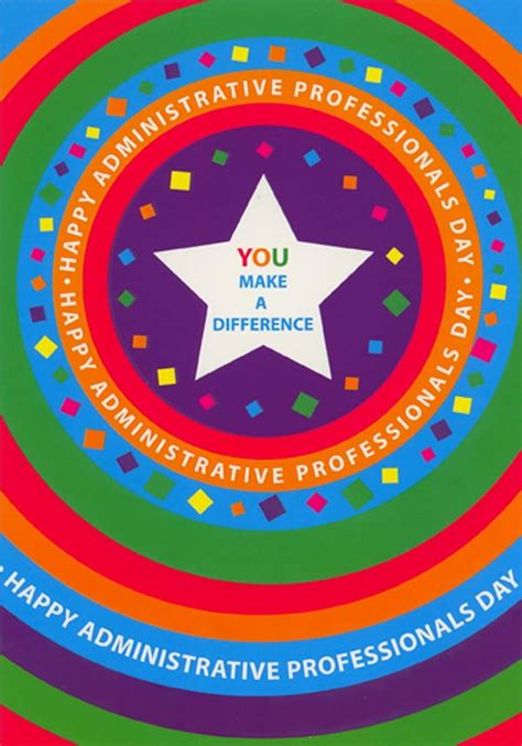 Designer Greetings You Make A Difference : White Star Inside Colorful Circles Administrative ...