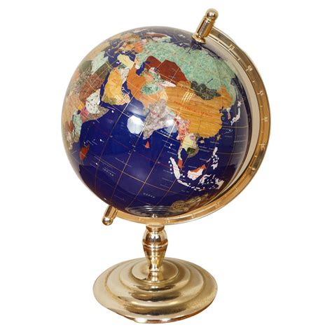 World Globe Made of Precious Gemstones with Brass Stand, 7kg at 1stDibs | gemstone globe, world ...