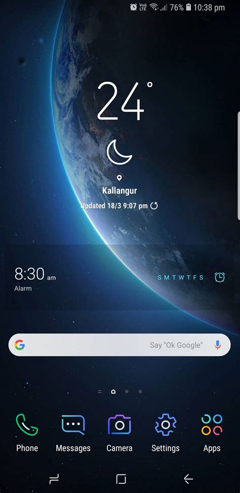 Change transparency of alarm clock widget? | Samsung Galaxy S9+