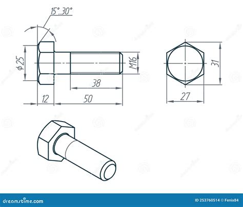 Bolt. Vector Illustration for Technical Design. Stock Vector ...