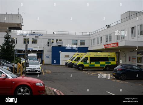 Northampton General hospital and emergency ambulances emergency vehicles main entrance outside ...