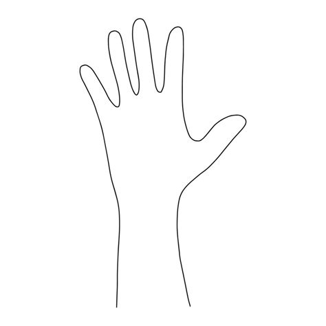 Palm with open fingers.Spread fingers.Hand.Outline drawing by hand.Black and white image ...