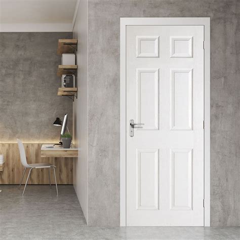 White Fire Door, Textured 6 Panel Door - 1/2 Hour Rated - White Primed