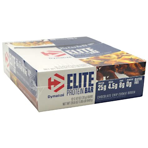 Bars :: Dymatize Elite Protein Bar 12 barsChocolate Chip Cookie Dough ...