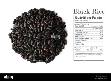 Uncooked Black Rice with nutrition facts on white background Stock Photo - Alamy