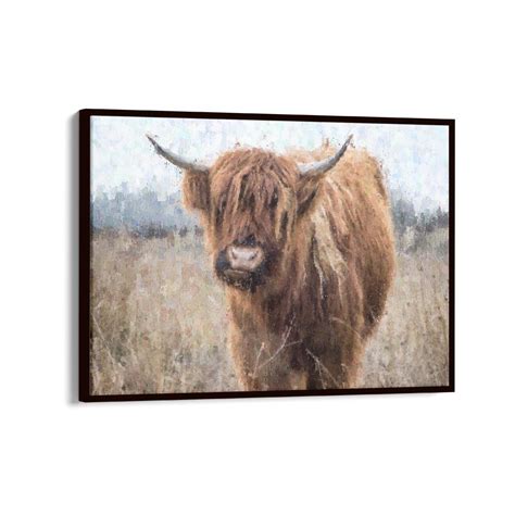 Highland Cow Portrait Print On Canvas