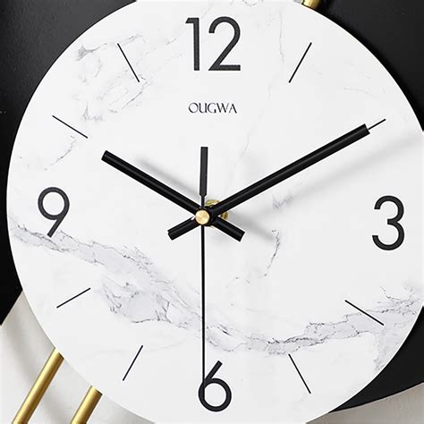 Modern Distinctive Metal Wall Clock with Gold Pendulum-Homary