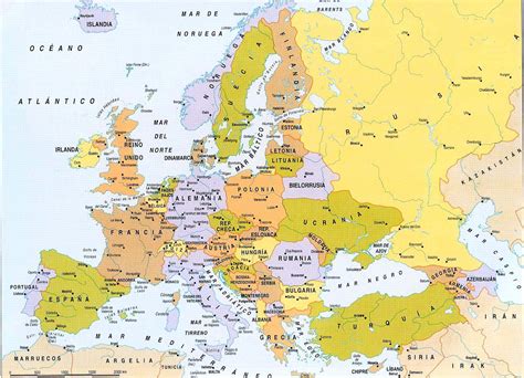 Mapa de EUROPA con Nombres, Capitales, Banderas y Ciudades | Imágenes Totales