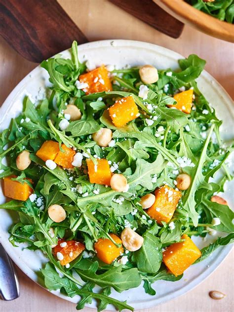 Roasted Squash Arugula Salad with Lemon Vinaigrette | FaveHealthyRecipes.com