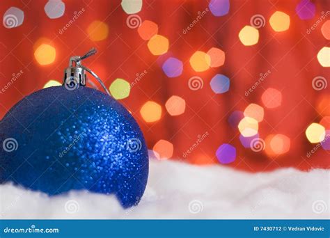 Christmas Balls in Snow and Lights Stock Photo - Image of isolated ...