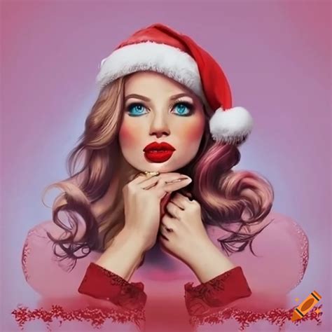 Woman in a christmas card