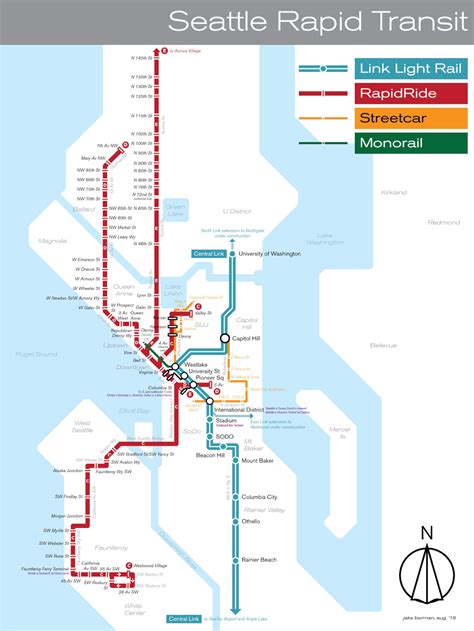 Seattle Rapid Transit Map Poster Print Original Art | Etsy