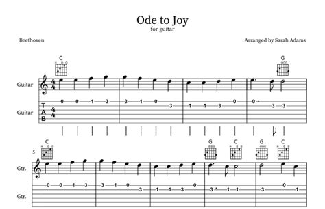 Ode To Joy (arr. Sarah Adams) Partitions | The Chord House | Tablature ...