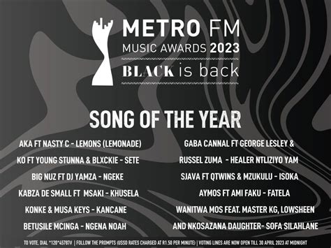 Song Of The Year – MetroFM Music Awards 2023