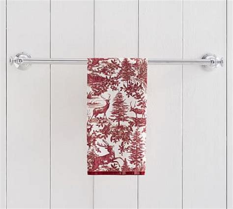 Pottery Barn - Holiday 2016 D3 - Alpine Toile Guest Towels, Set of 2, 15x22", Red Multi ...