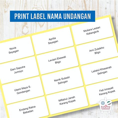 Print / Cetak Label Nama Undangan Termurah [HARGA PER 60 NAMA] | Lazada Indonesia