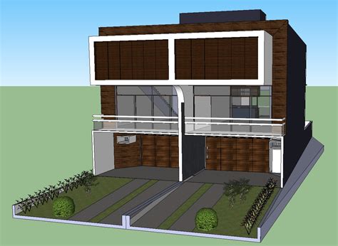 Modern house two-story 3d model cad drawing details dwg file - Cadbull