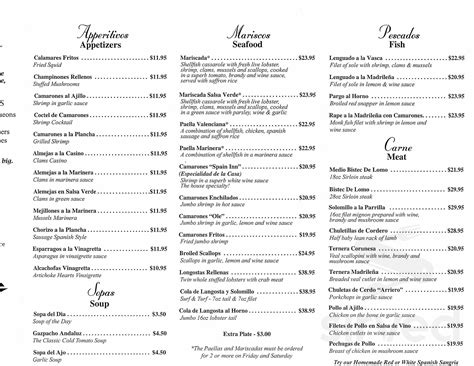 Spain Inn menu in Piscataway, New Jersey, USA