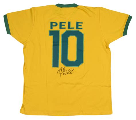 Lot Detail - Lot of (2) Pele Signed 1970 World Cup Final Replica Jersey ...