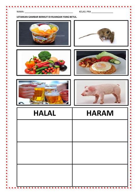 Makanan halal haram worksheet | Kindergarten posters, Worksheets, Halal