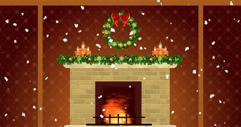 Christmas Living Room Interior With Cozy Red Armchair, Xmas Decorated Fireplace And Gifts. Flat ...