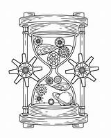 Steampunk Hourglass Coloring Page sketch template