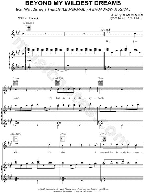 "Beyond My Wildest Dreams" from 'The Little Mermaid (Broadway Musical)' Sheet Music in A Major ...