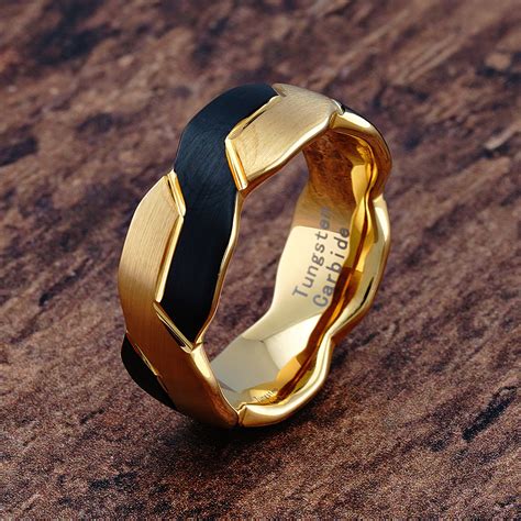 Black Gold Infinity Knot Design Tungsten Rings for Men Wedding Band – 100S JEWELRY