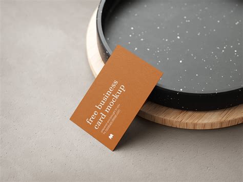 Free business cards on ceramic plate mockup - Instant download