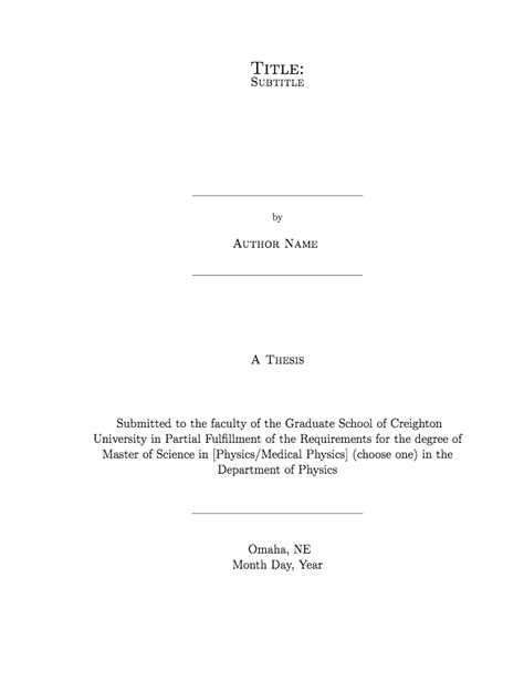 Creighton University Physics Thesis Template - LaTeX Template on Overleaf