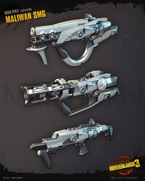 Maliwan SMG (Hipoly) - Borderlands 3 by Benjamin LearyResponsible for hipoly meshes of 31 weapon ...